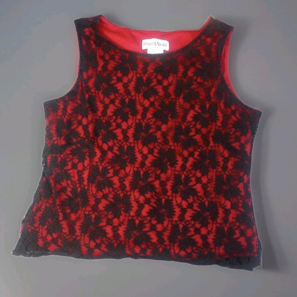 danny nicole Size 16 Y2k Whimsigoth Fairy Vamp Black Red Romantic Tank Top Lace